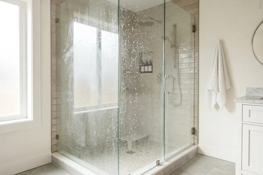 Shower Glass Cleaning, before cleaning
