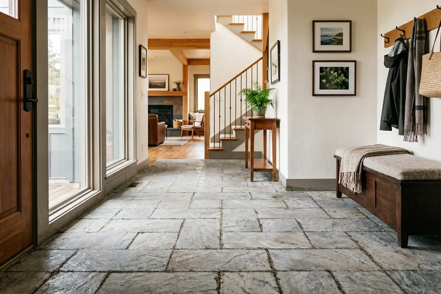 Slate Tile Cleaning & Restoration, before cleaning